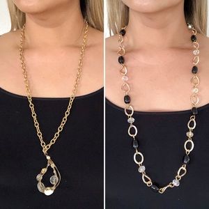 Bundle of 2 Gold and Black Necklaces
